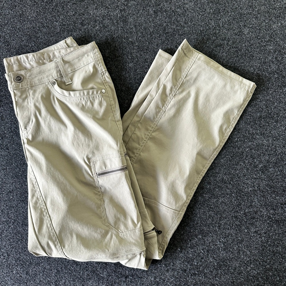 Kuhl Womens Convertible Hiking Cargo Pants Tan Khaki Size 6 Short Zip Off Trail